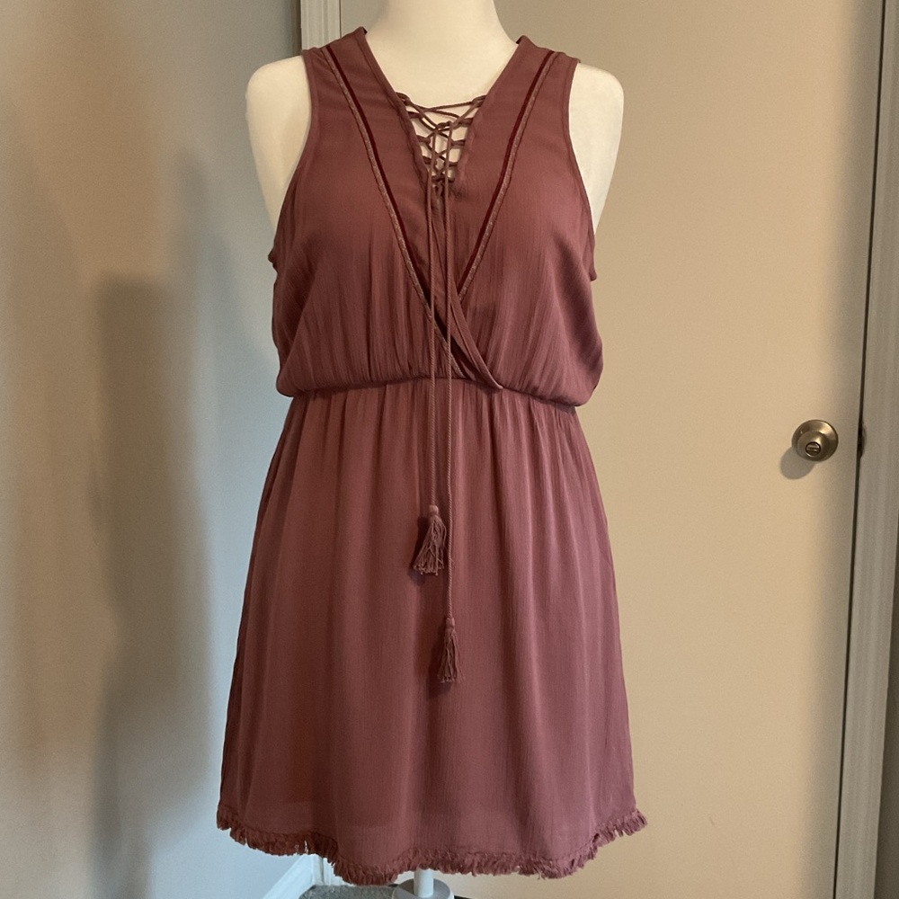Others Follow Mauve Bohemian Mini Dress